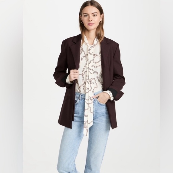 Veronica Beard NWT Remi Chain Print Necktie Silk Stretch Blouse Size 2 - Picture 7 of 13